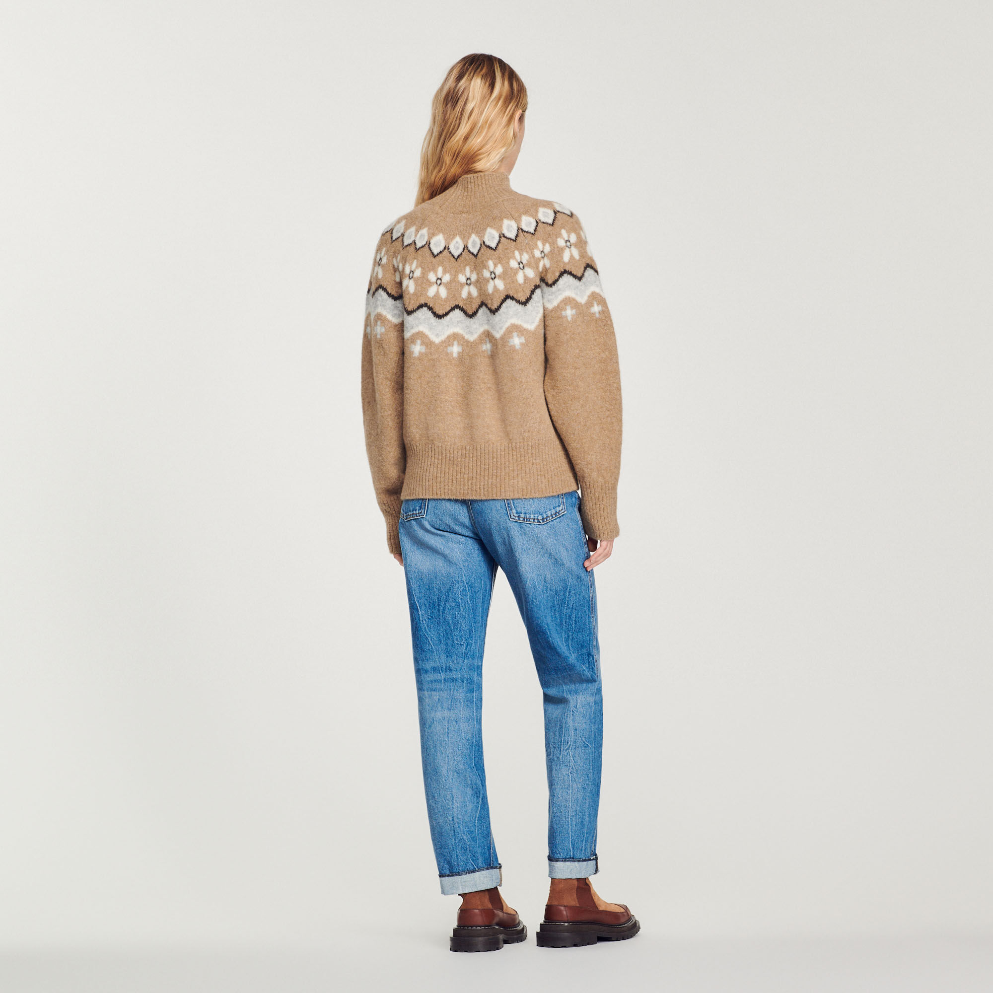 Chunky knit sweater white / beige For Women | Sandro Paris