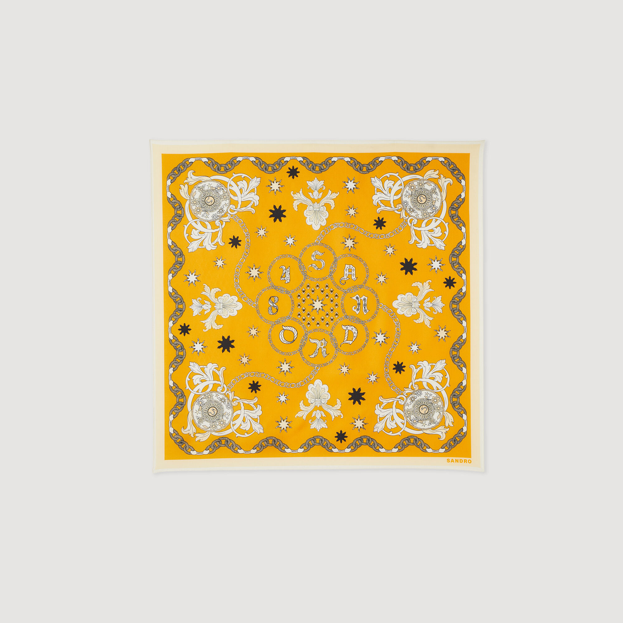 Printed silk twill scarf