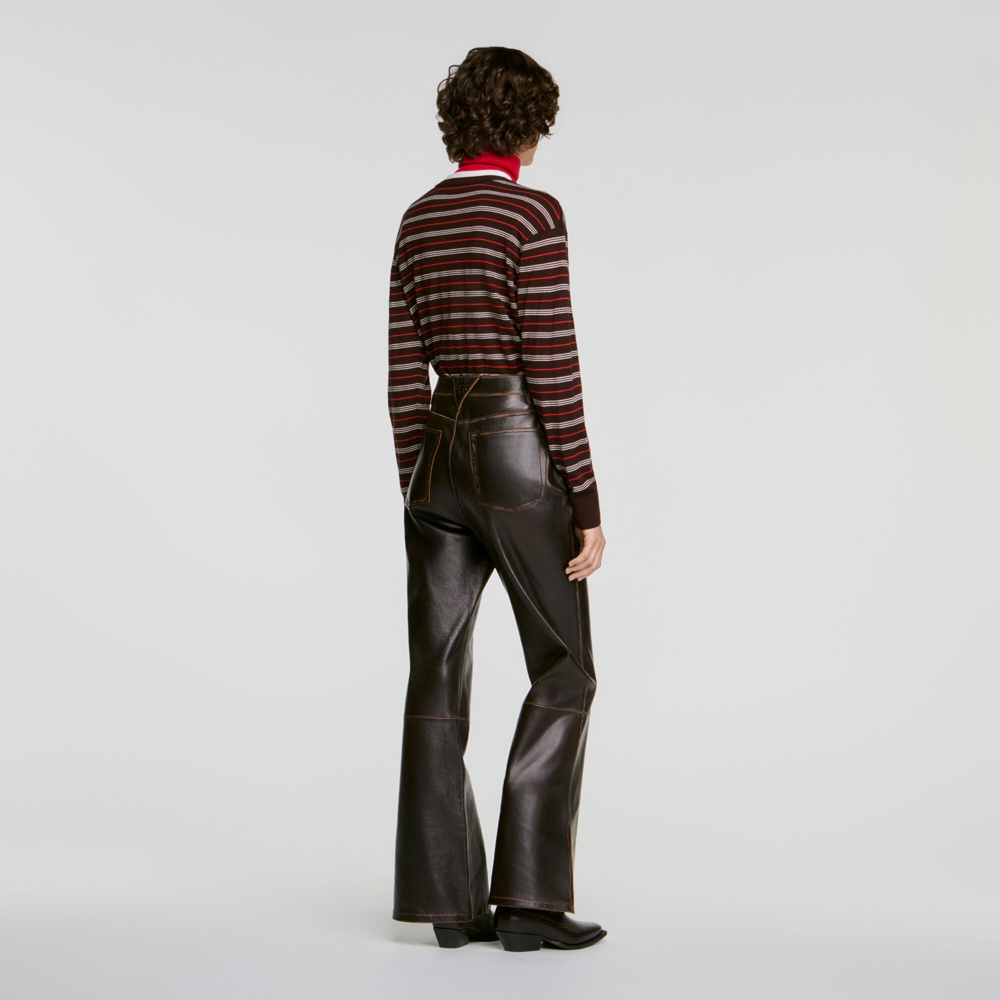 Distressed leather trousers - Women | Sandro