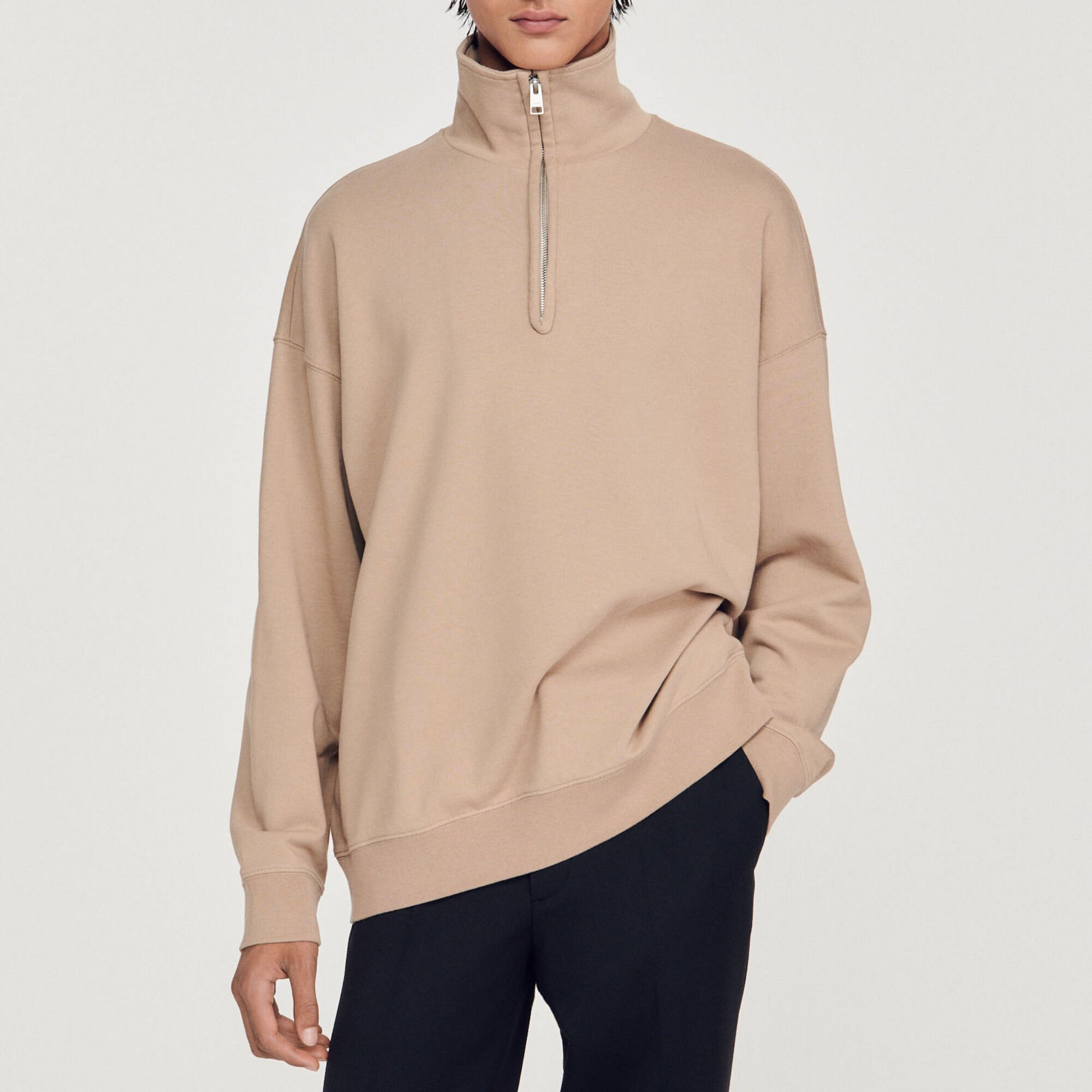 Oversized trucker-style sweatshirt