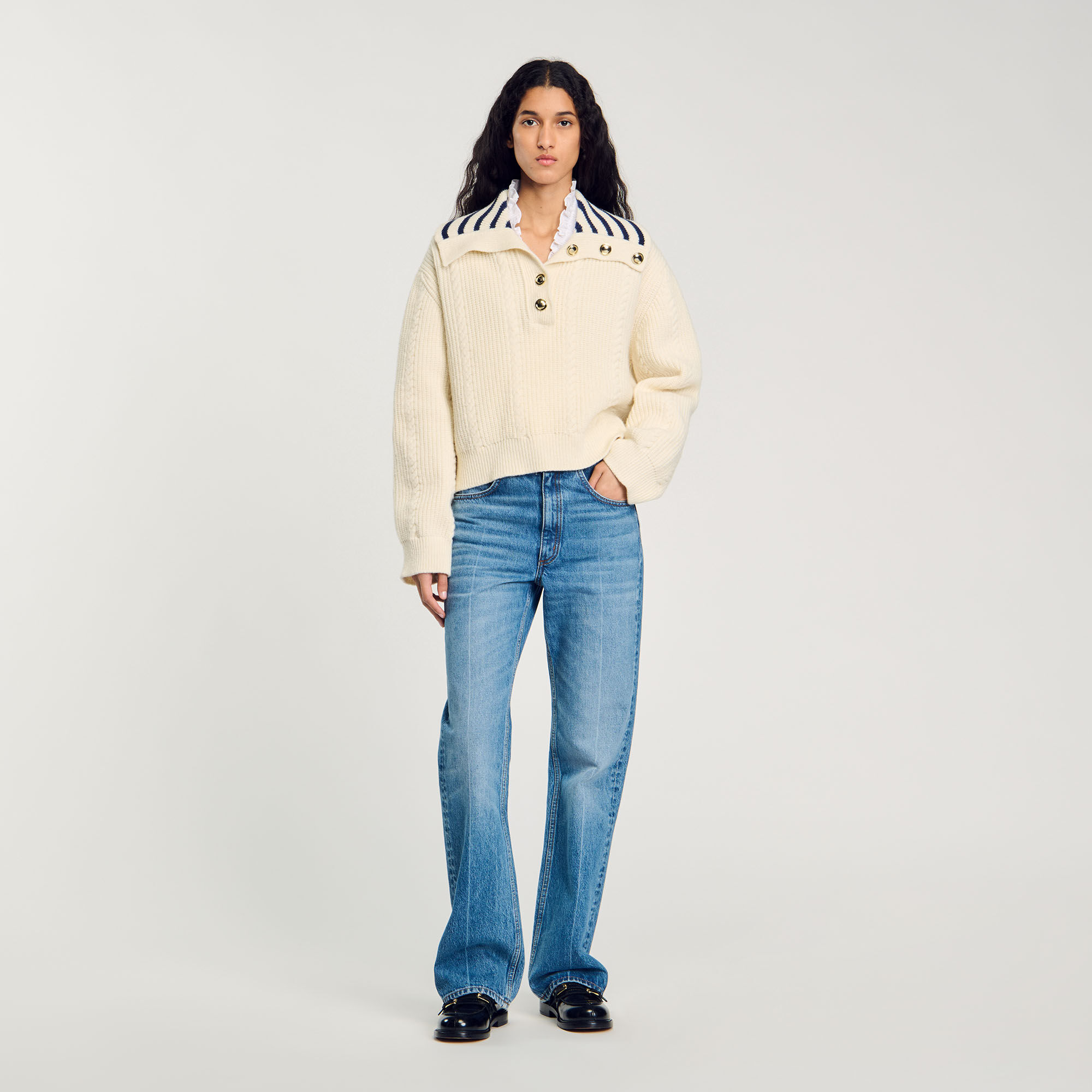 Stripy sailor-neck jumper