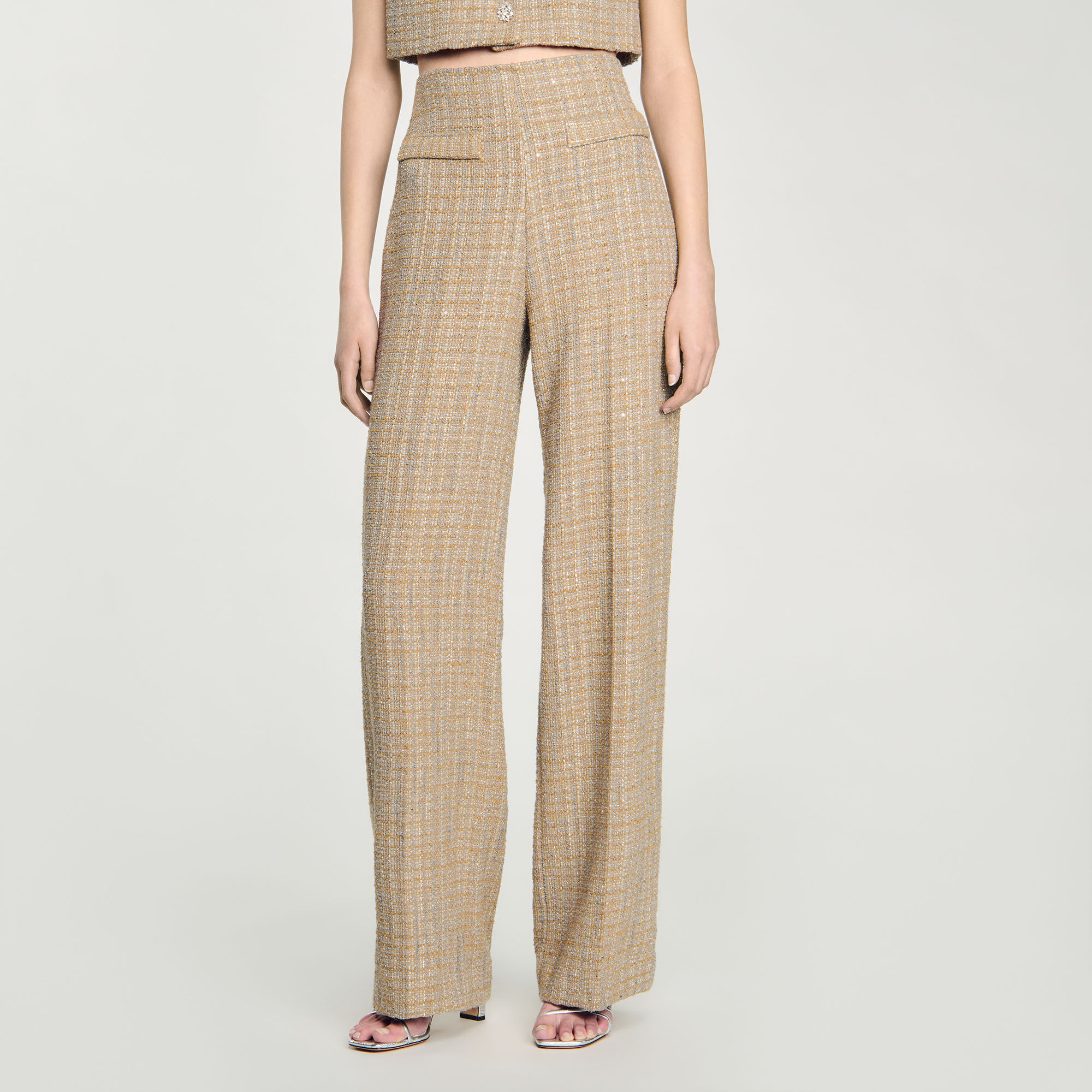 Straight-leg tweed trousers