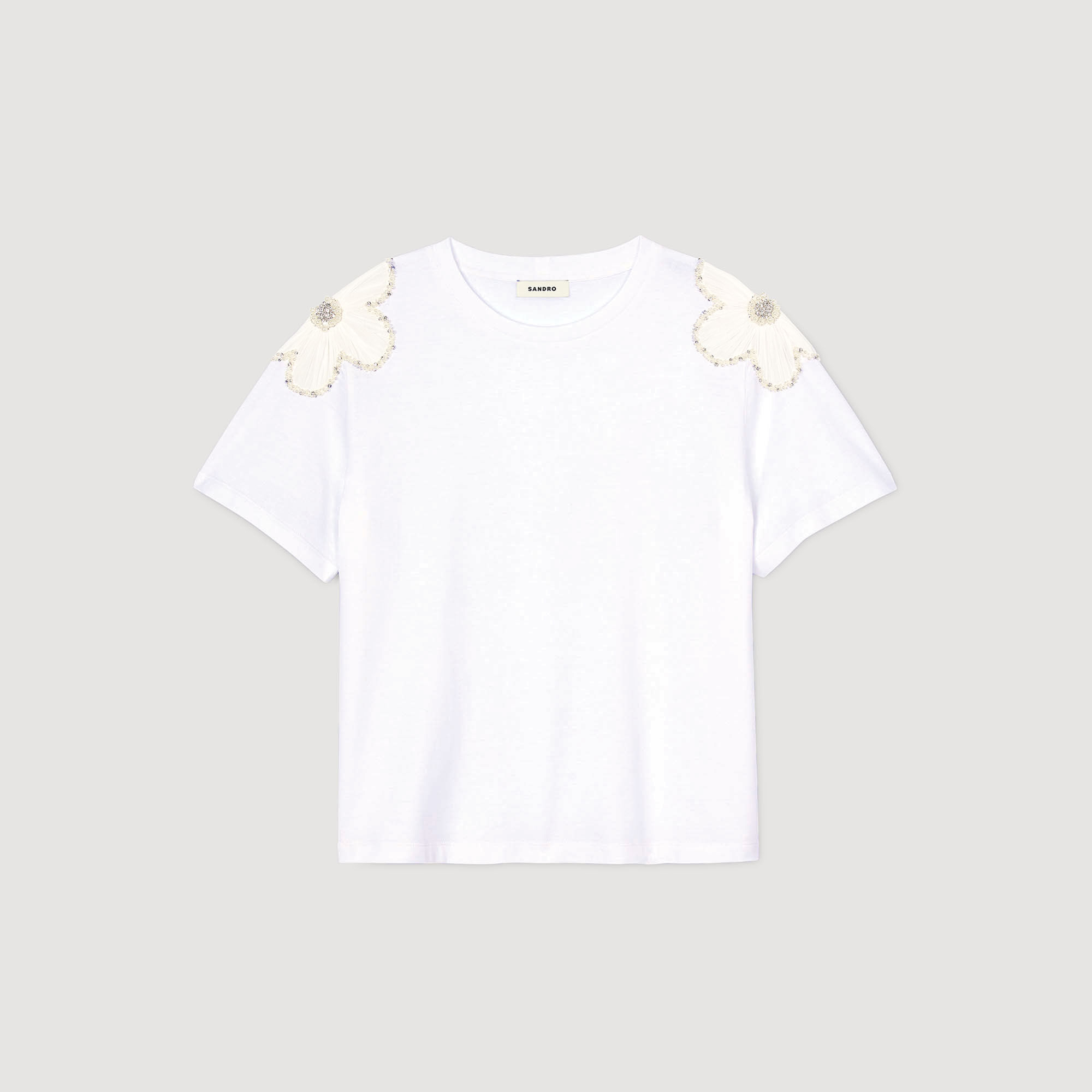 T-shirt with embroidered flowers