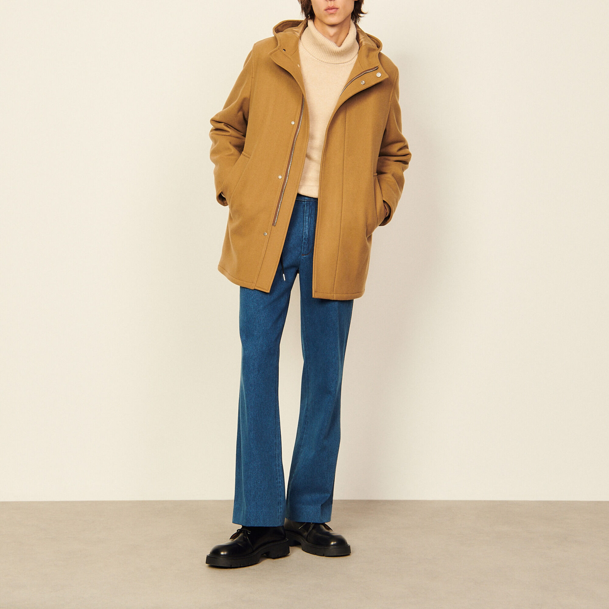 Wool and cashmere blend hooded parka