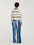 Stripy cardigan with denim details