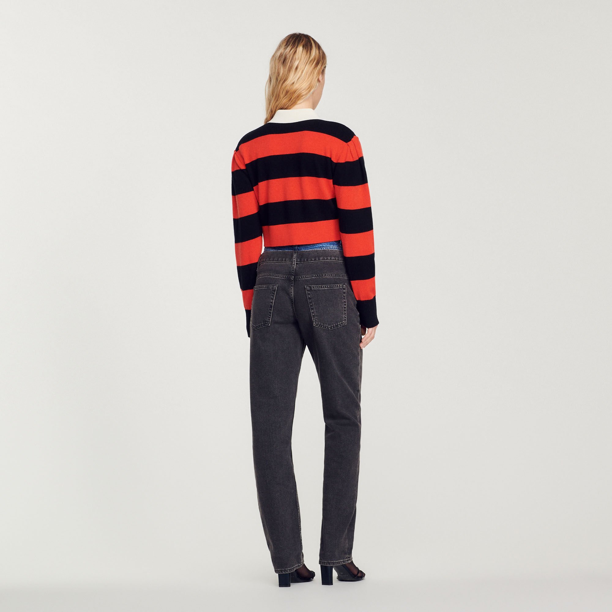 Cropped two-tone sweater