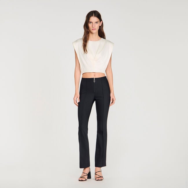 Pleat and zip trousers