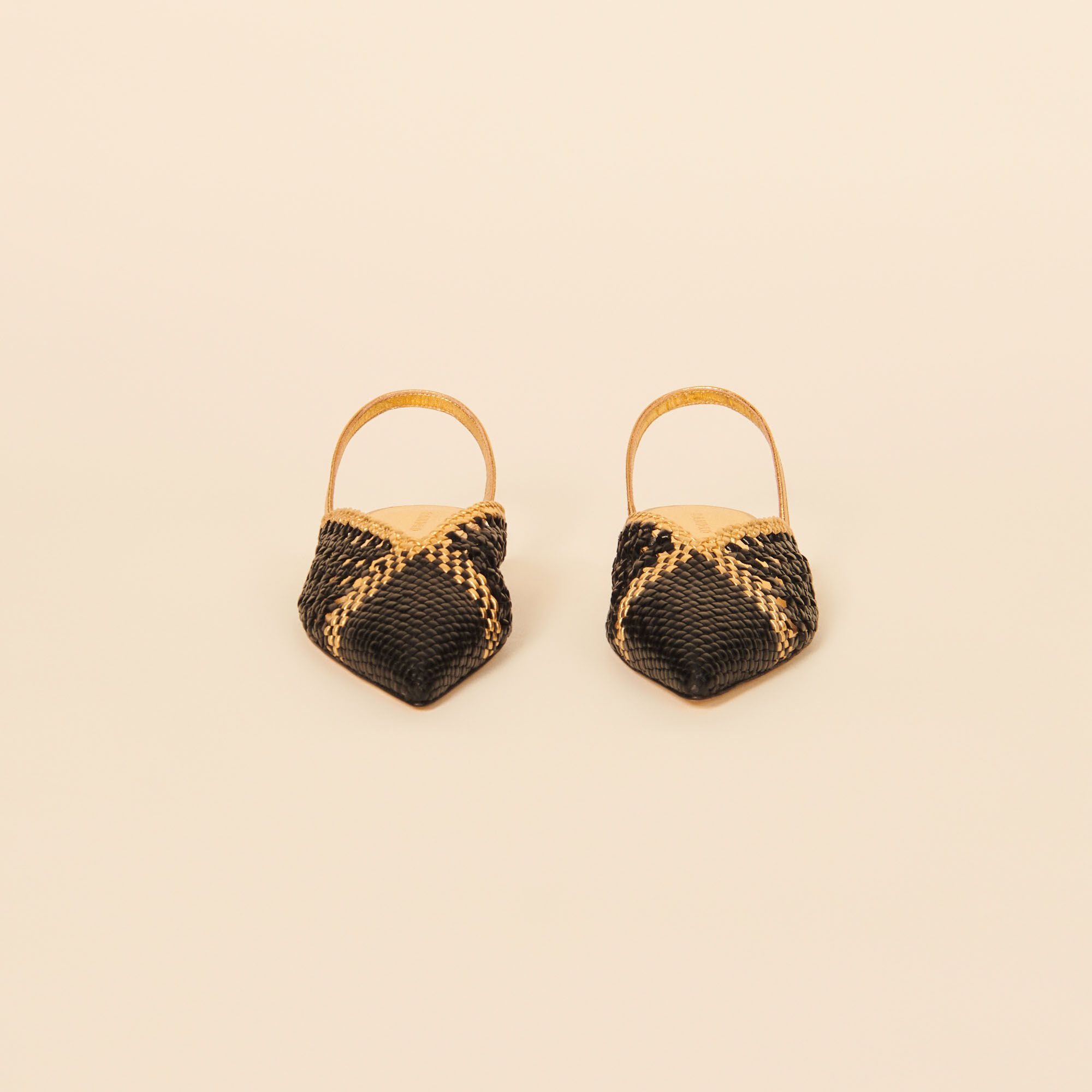Woven leather slingbacks
