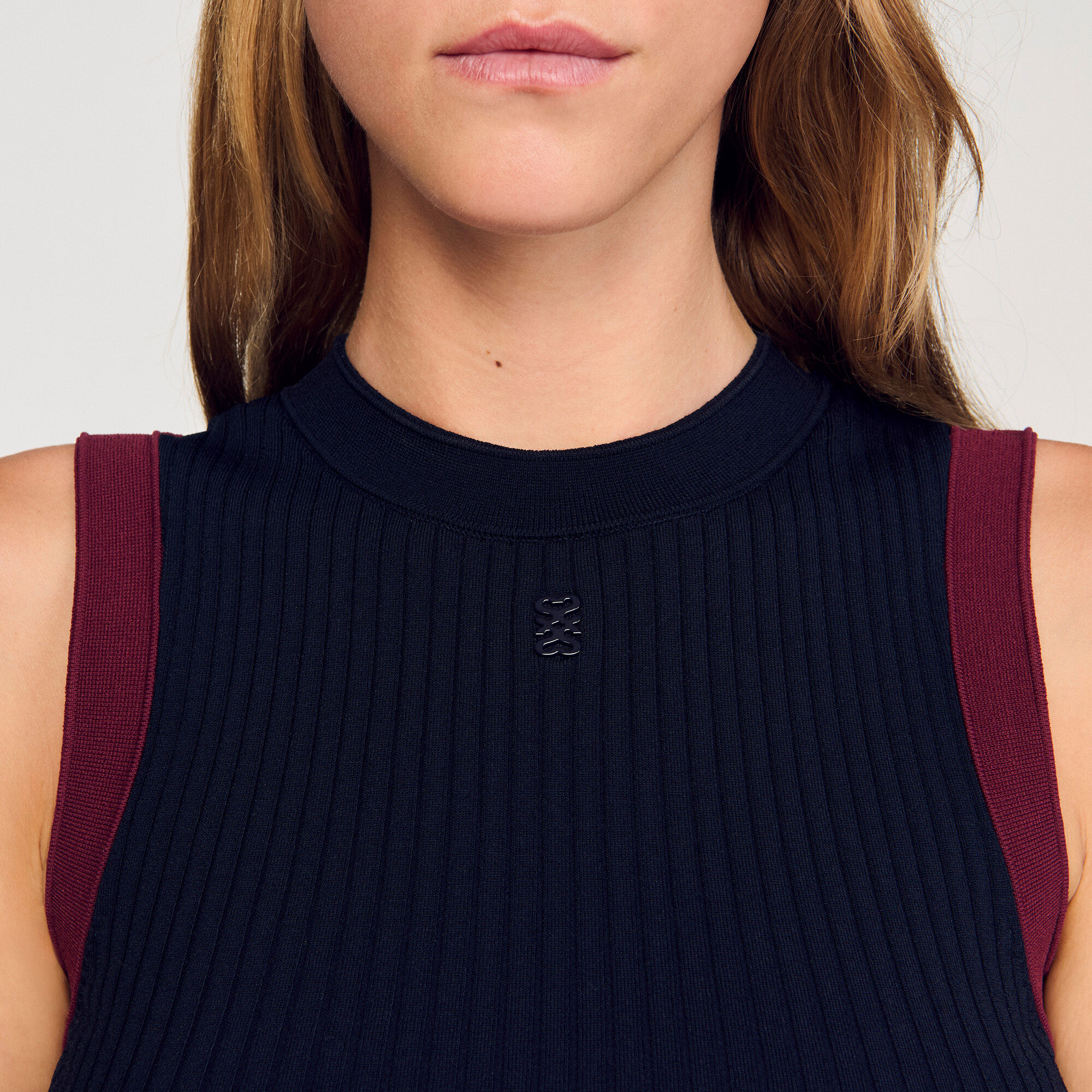 Two-tone knit top
