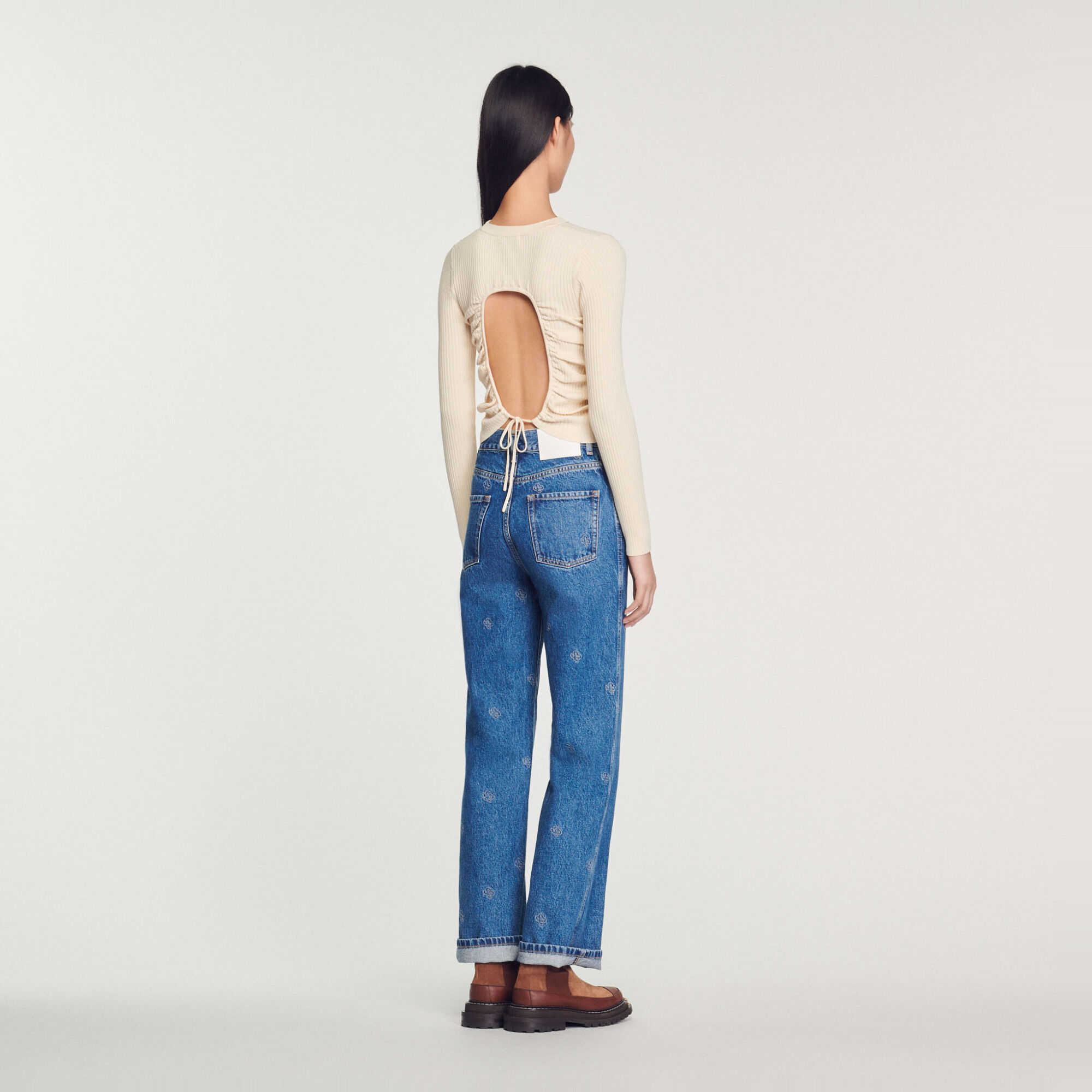 Backless knit sweater