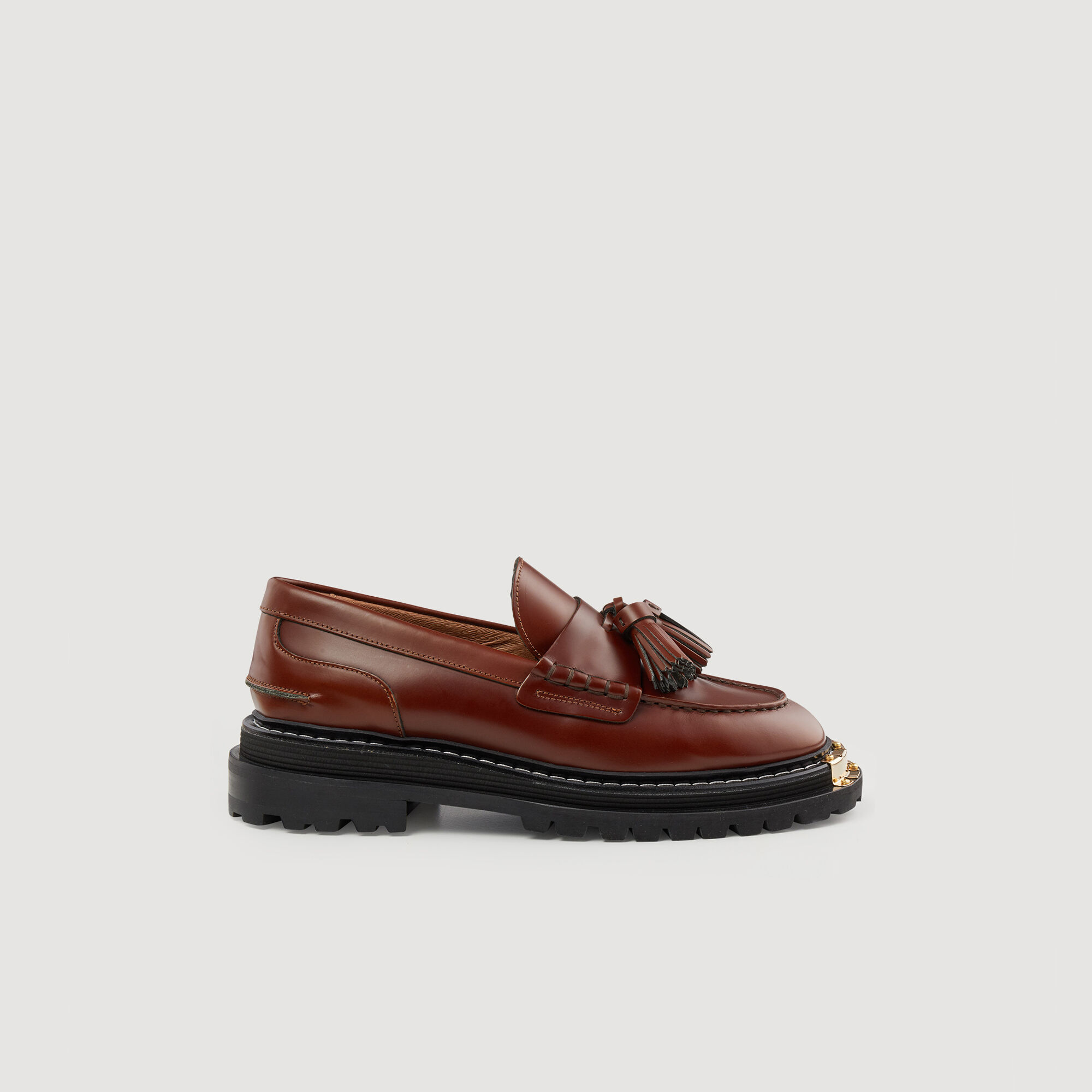 Thick-soled leather loafers