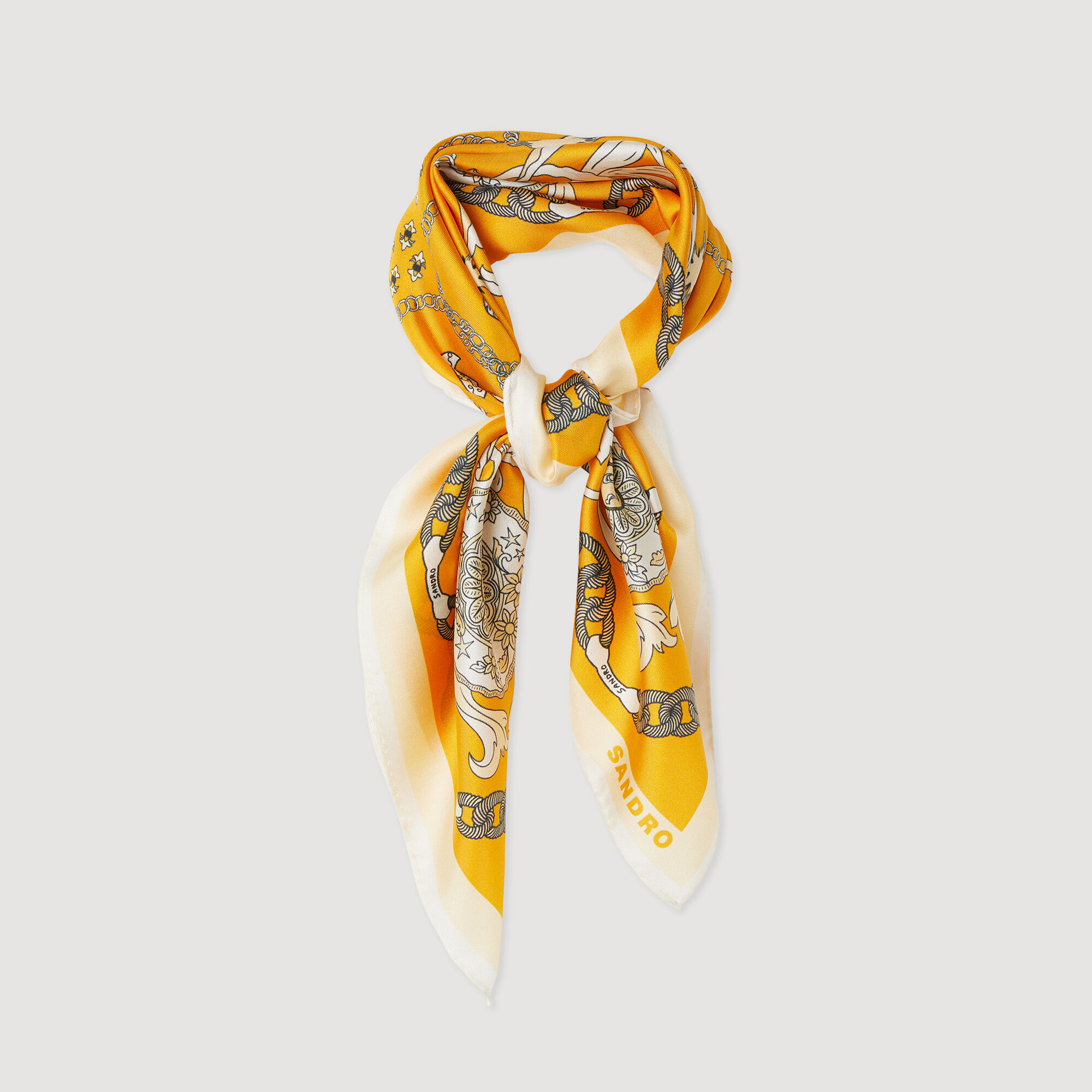 Printed silk twill scarf