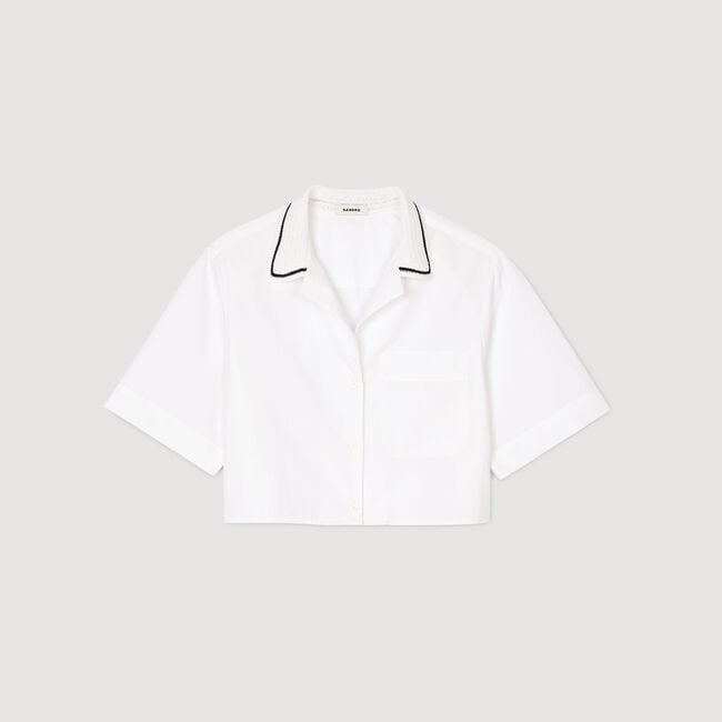 Crochet collar shirt