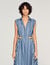 Striped maxi dress with leather tab