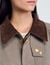 Check coat with velvet collar