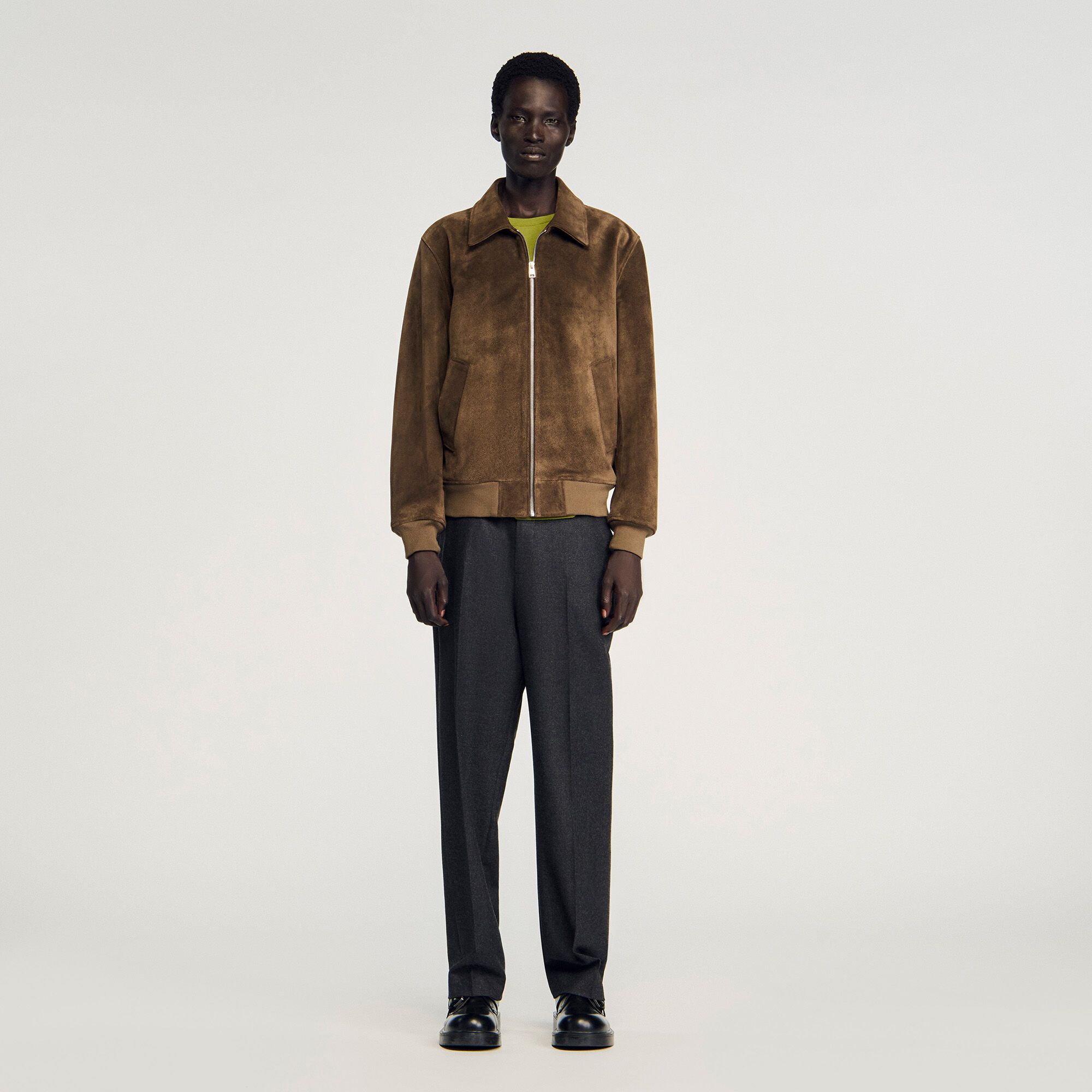 Quilted zip jacket brown for Men | Sandro Paris