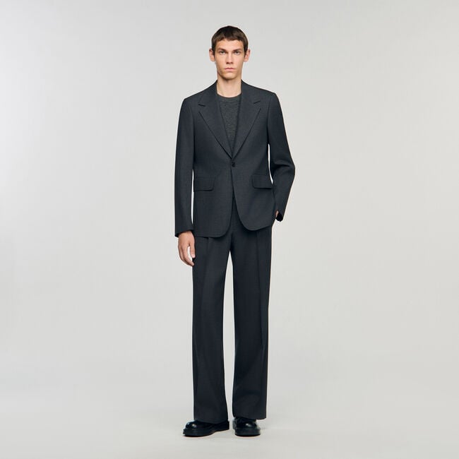 Wide wool suit jacket