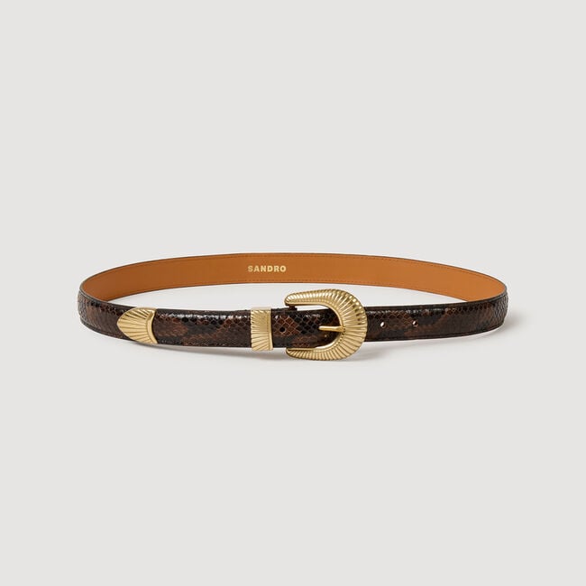 Python-effect leather belt