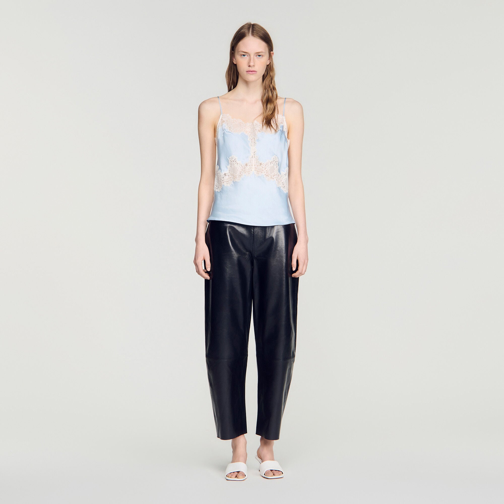 Lingerie-style top with lace
