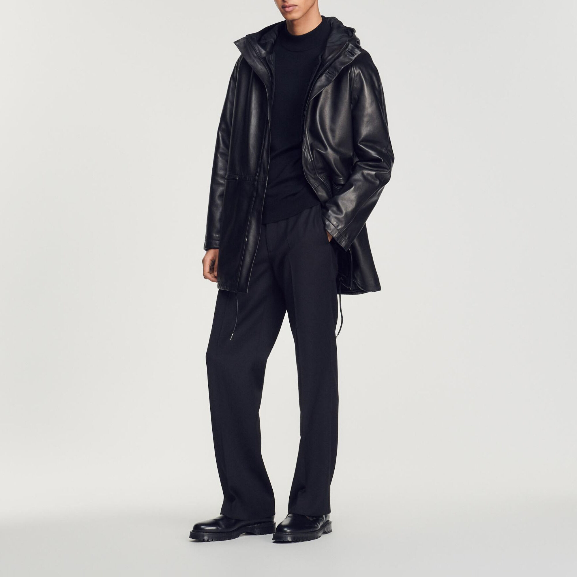Lambskin leather parka