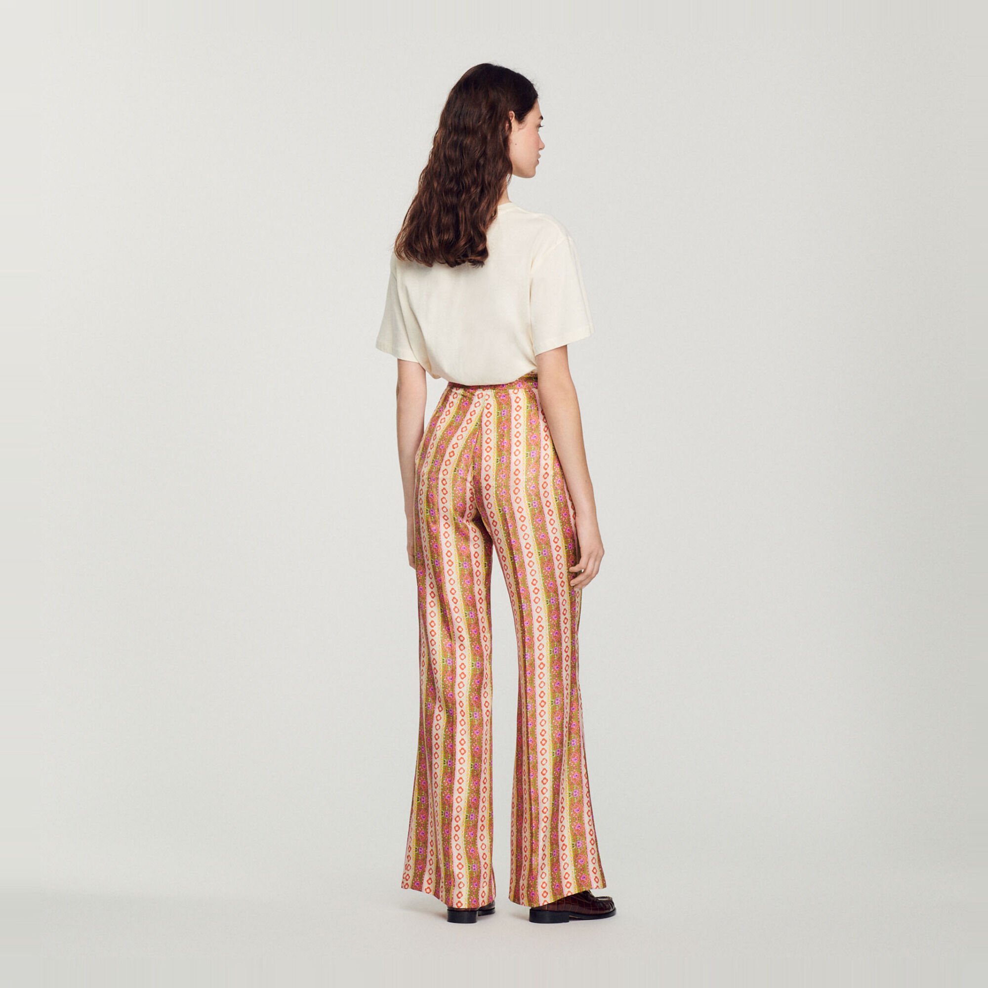 Wide-leg loose-fitting printed trousers