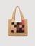 Small checkerboard raffia tote bag