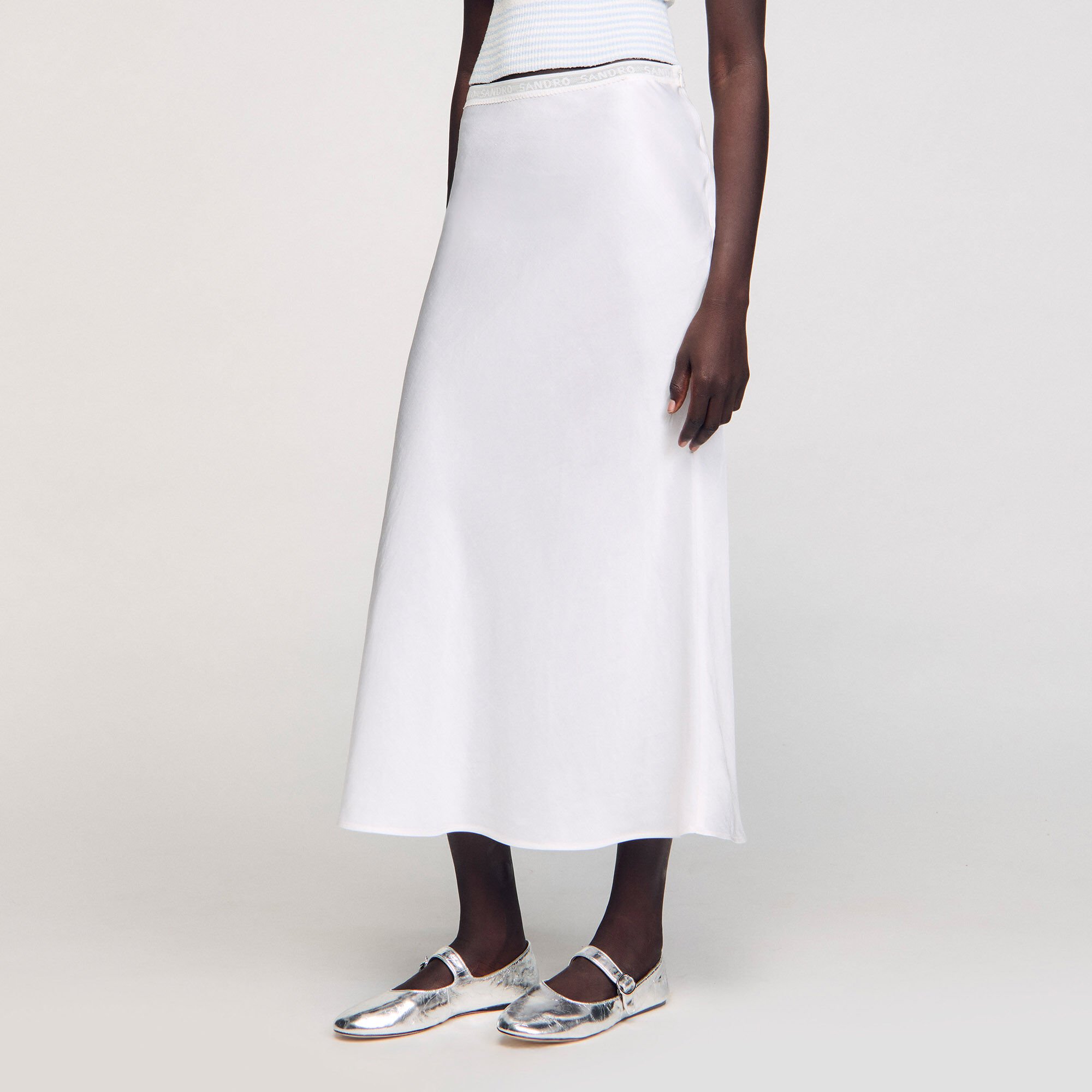 Long satin-effect skirt