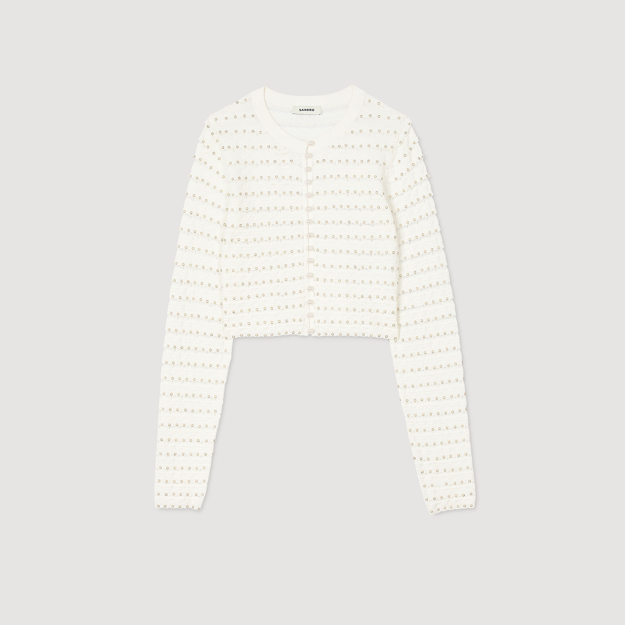 Cropped cardigan with pearl buttons