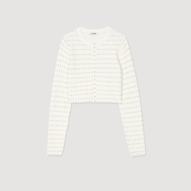 Cropped cardigan with pearl buttons