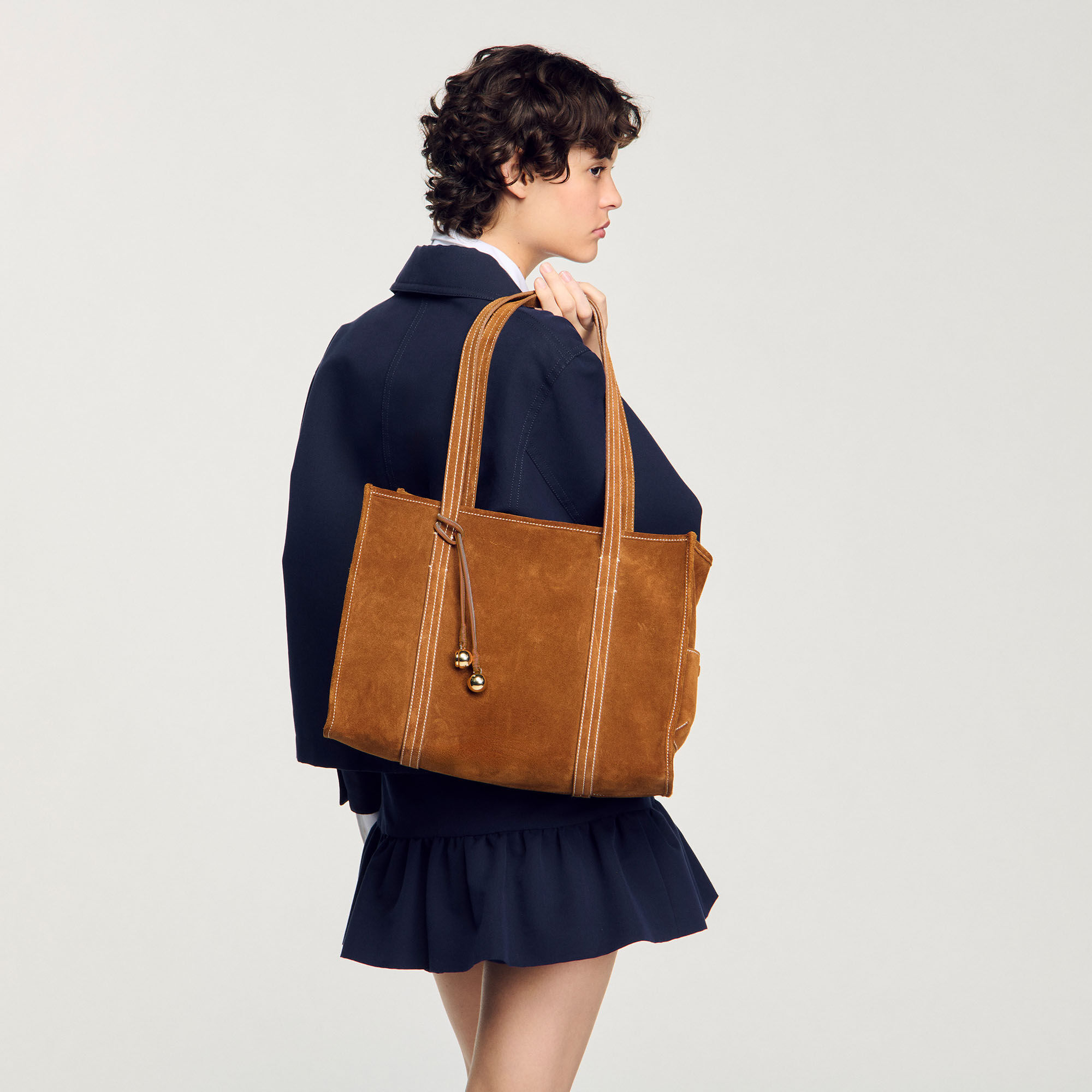 Suede shopping bag