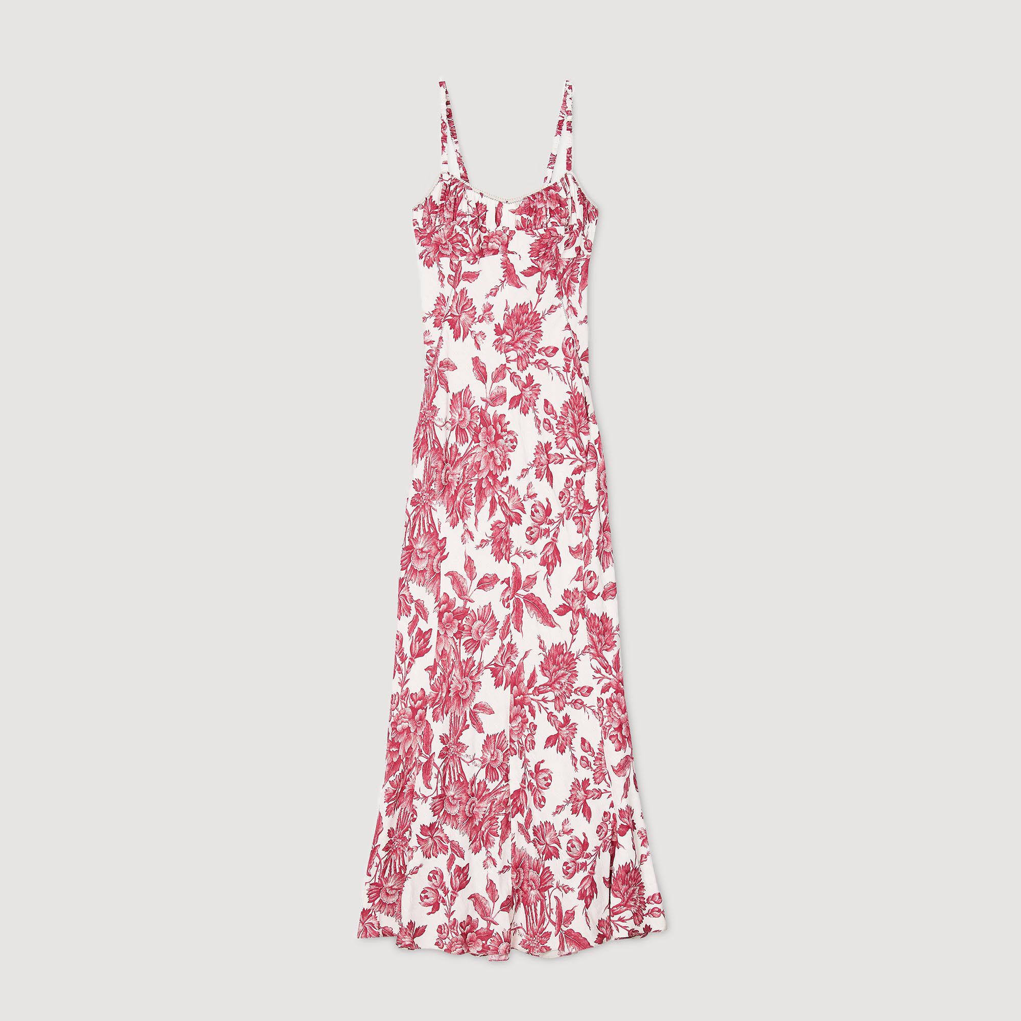 【新品タグ付き】sandro Ditsy Floral Maxi Dress L Floral print maxi dress white / beige For Women | Sandro Paris