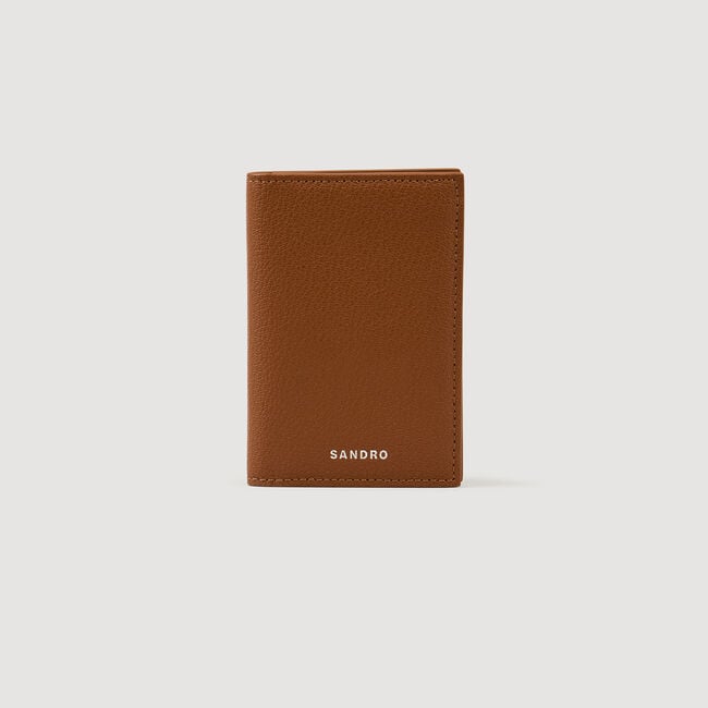 Grained leather foldable cardholder