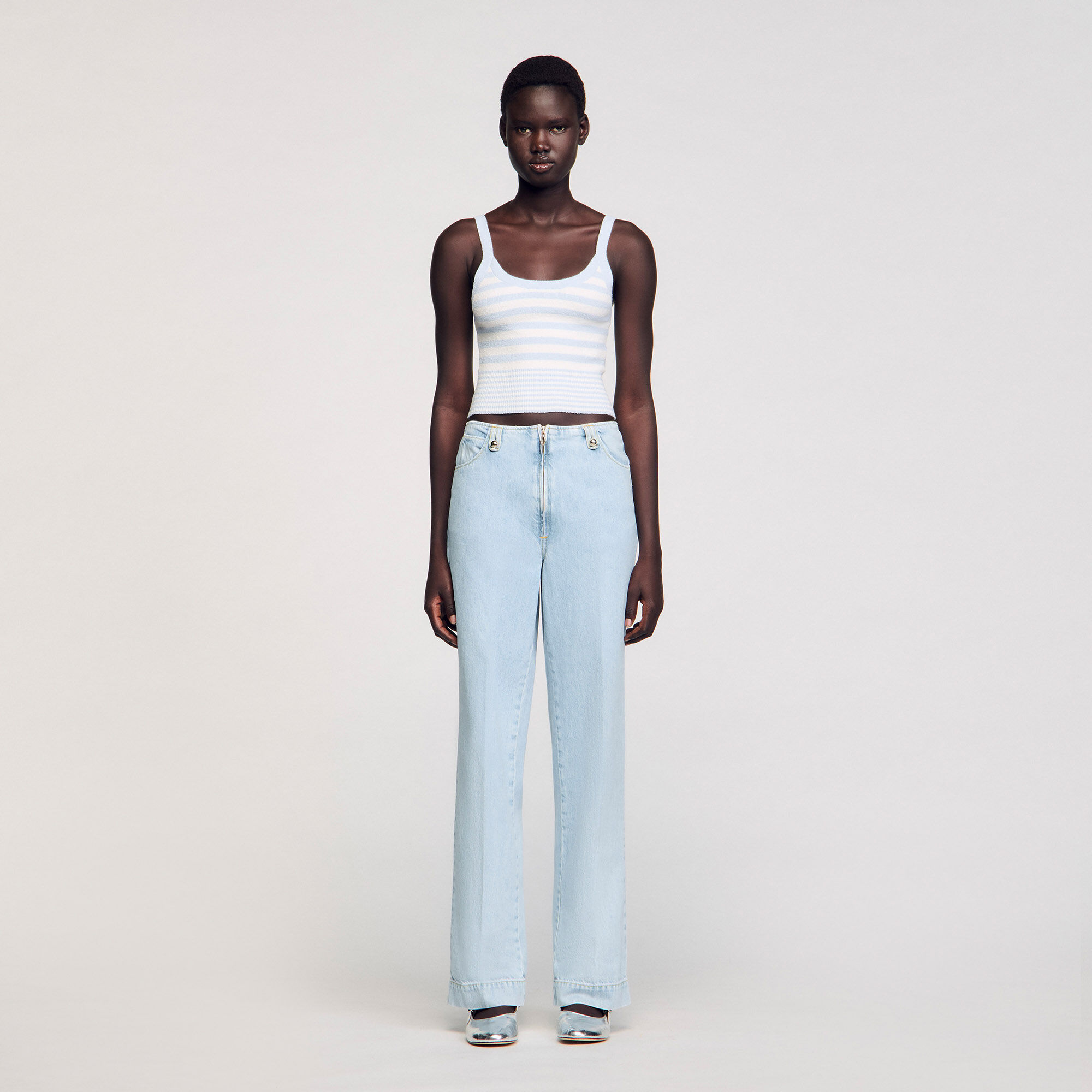 Faded wide-leg jeans