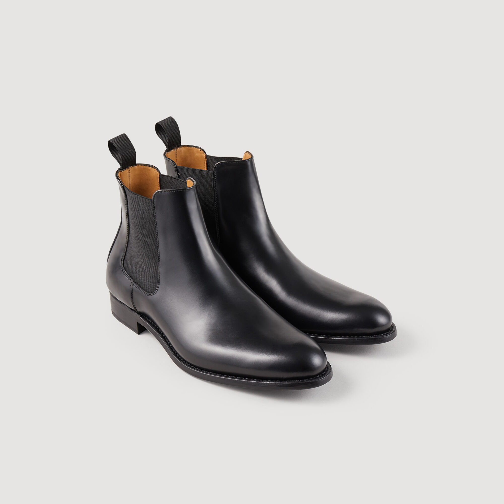 Black leather chelsea ankle boots cheap