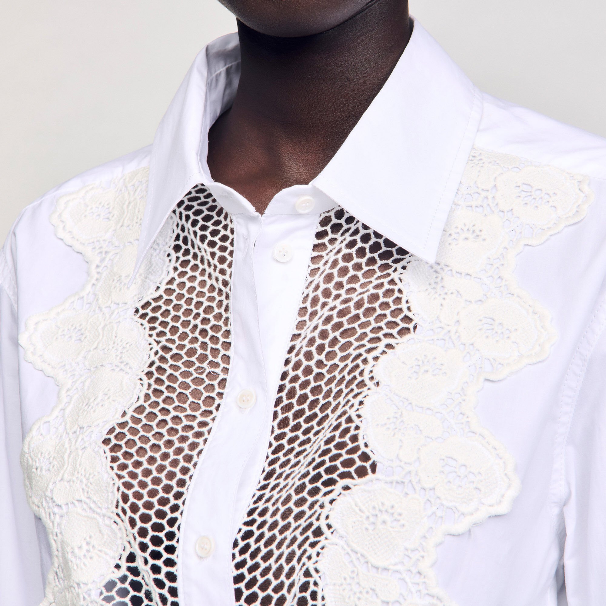 Lace bib shirt
