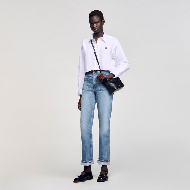 Cropped poplin shirt