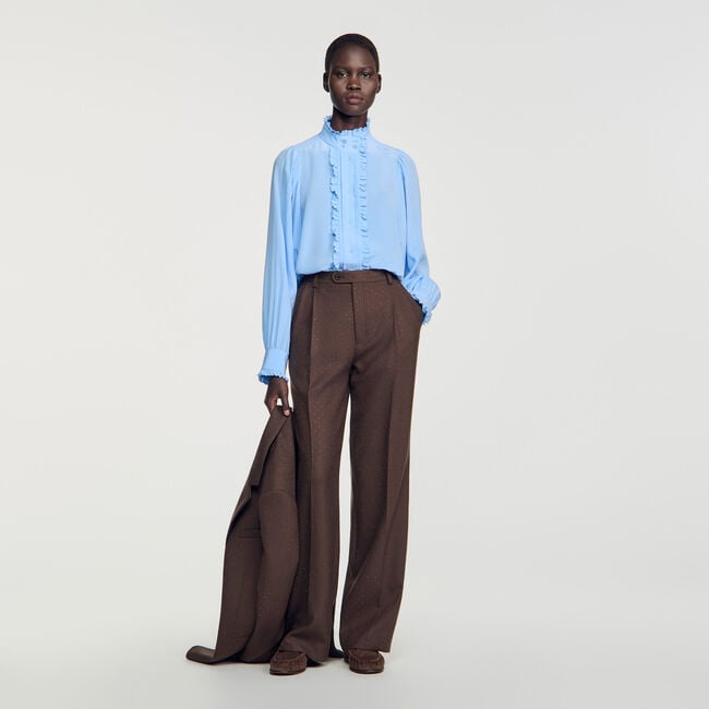 Silk shirt with gathered collar - Women | Sandro