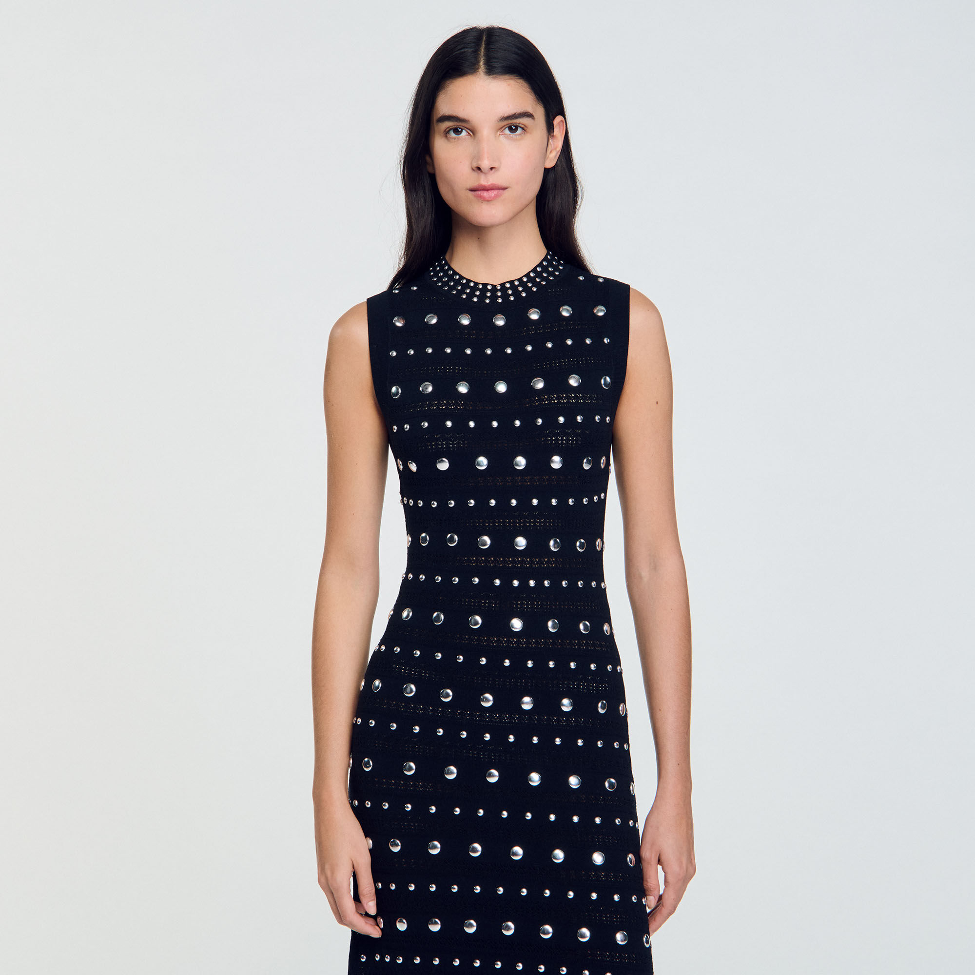 Knit maxi dress with studs