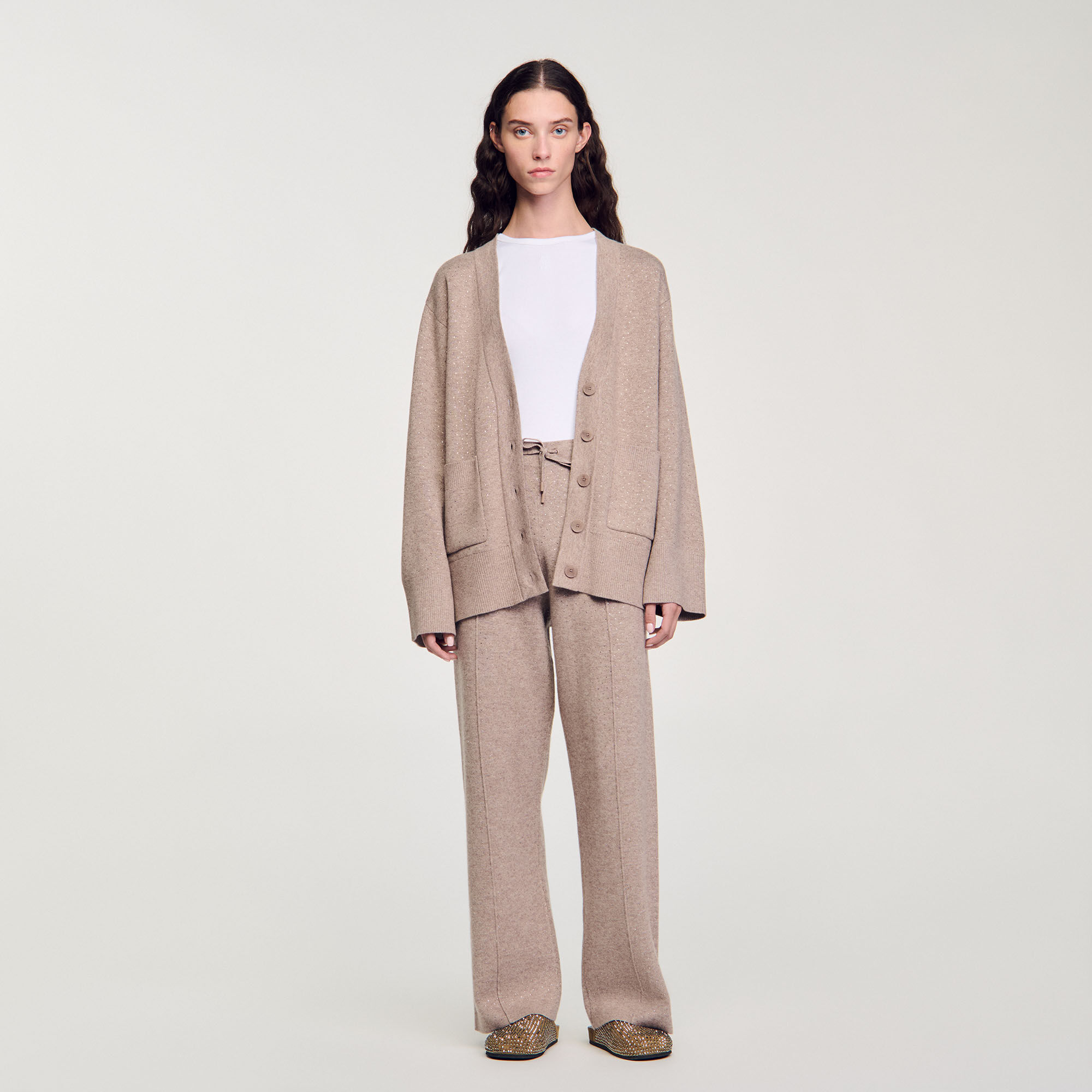 Sandro cardigan with contrasting slogan store
