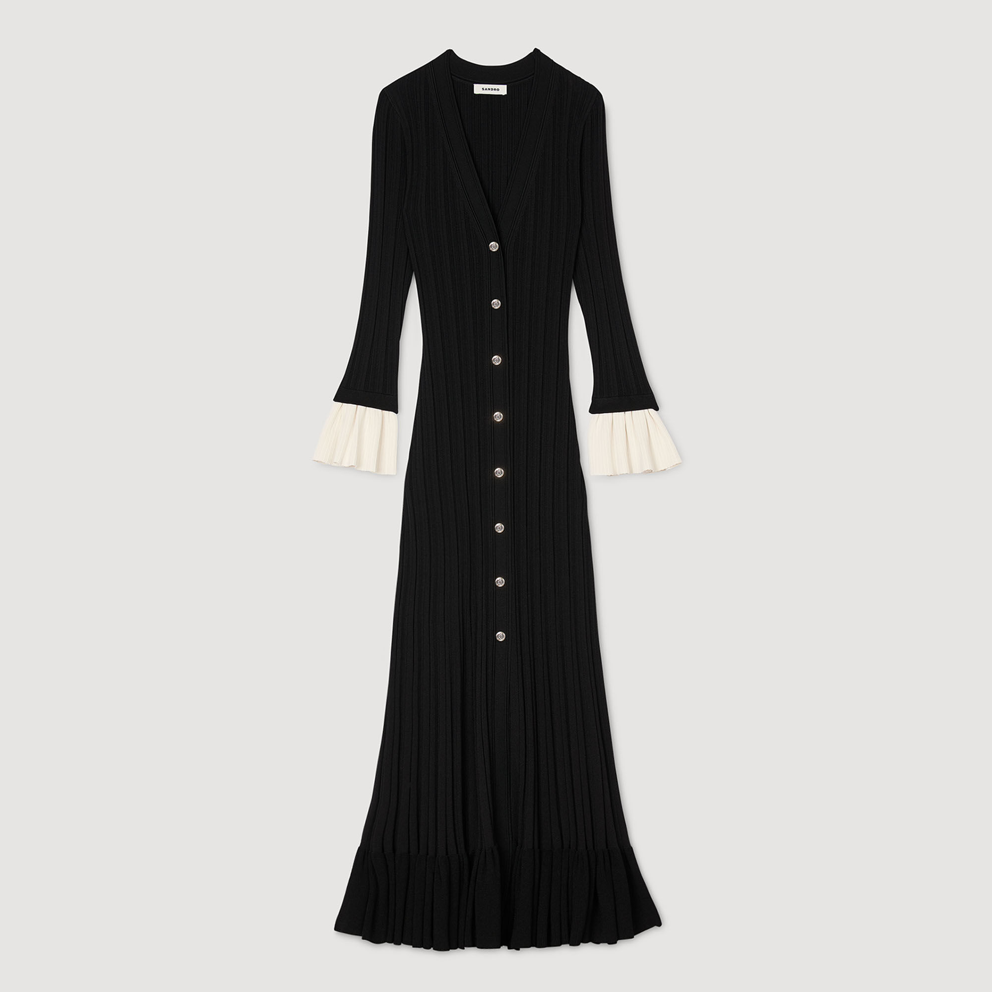 Two-tone knit maxi dress