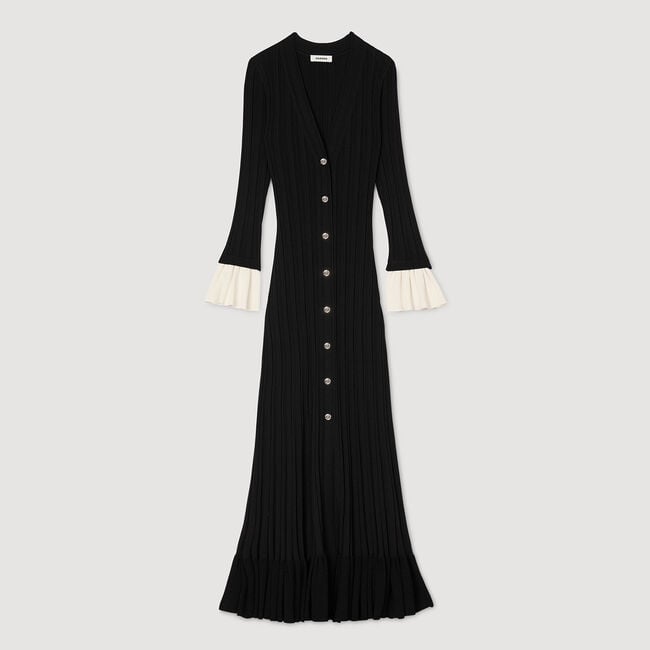Two-tone knit maxi dress