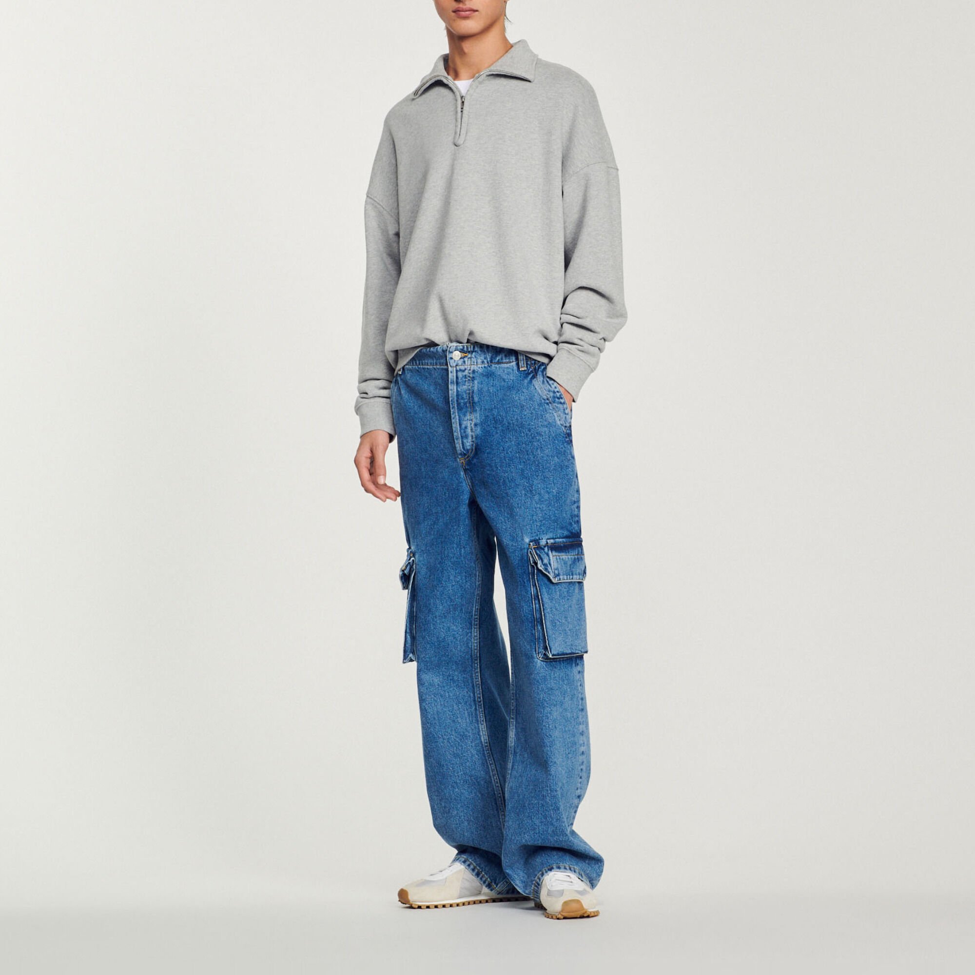 Faded wide-leg jeans