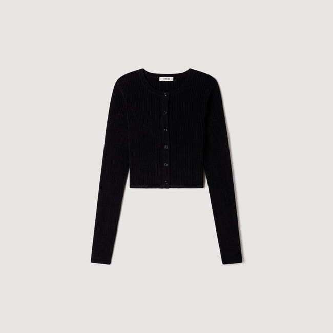 Velvet knit cropped cardigan - Women | Sandro