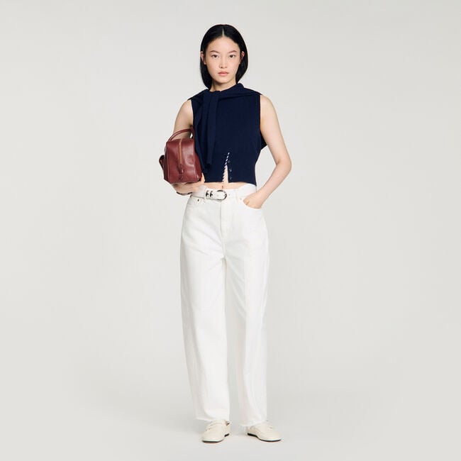 Cropped stripy wool-cashmere jumper