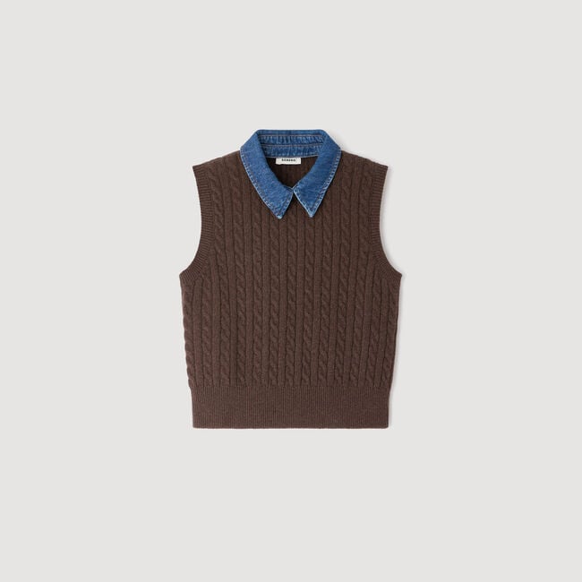 Knit and denim jumper