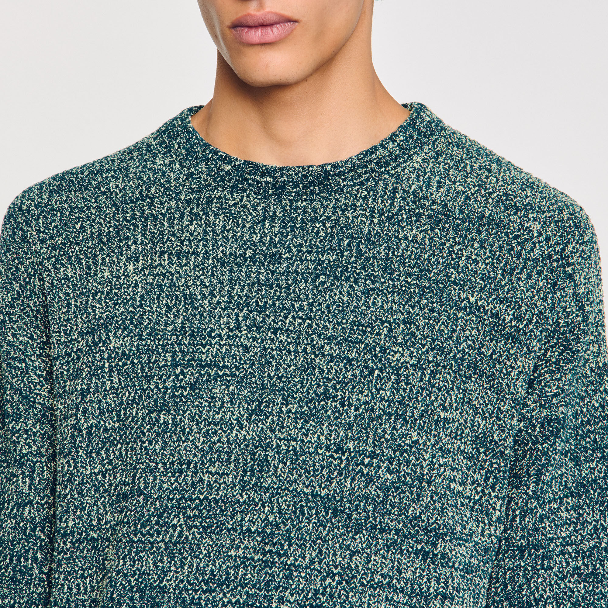 Chenille jumper green for Men | Sandro Paris