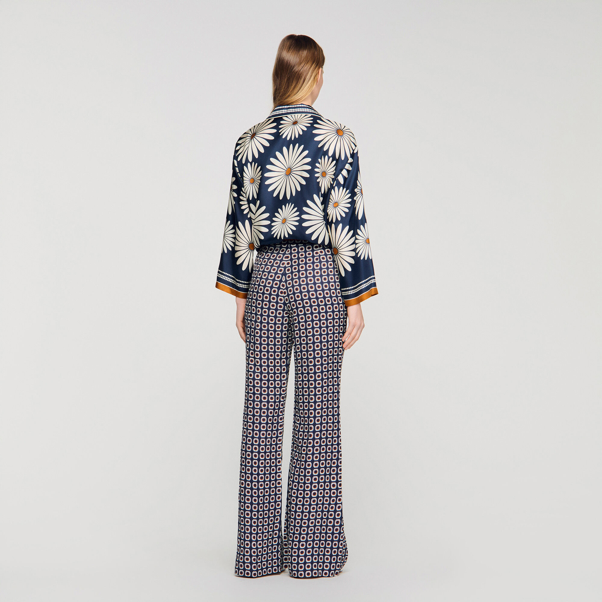 Floral print silk shirt