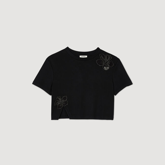 Floral embroidery T-shirt