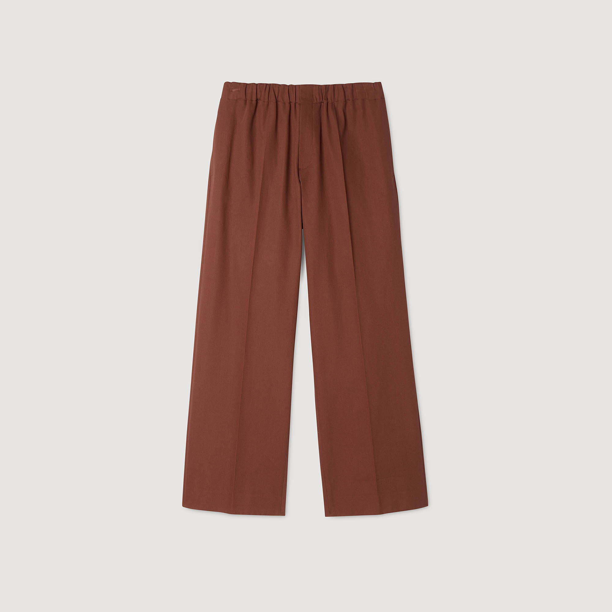 Elasticated wide-leg cotton trousers brown for Men | Sandro