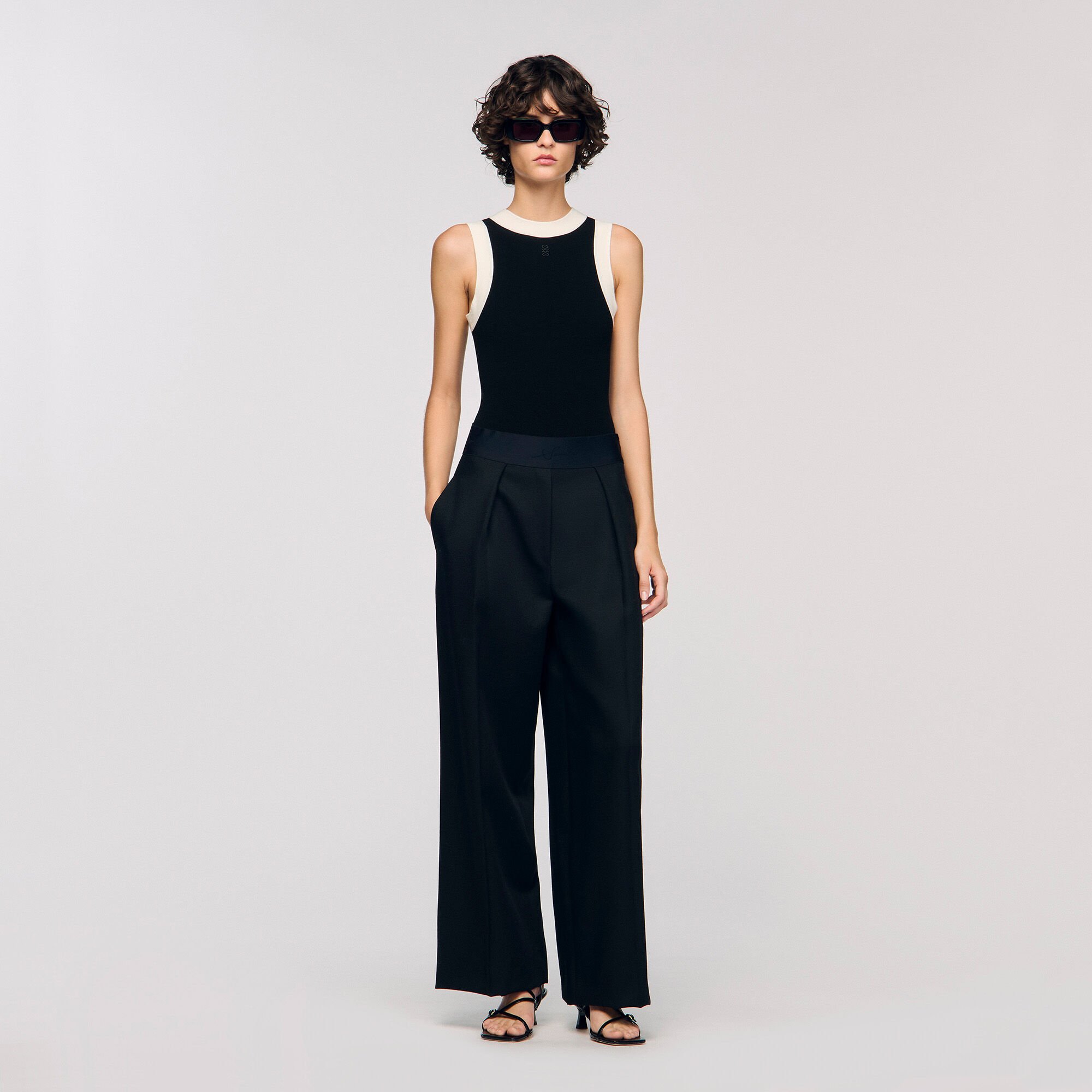 Two-tone knit bodysuit